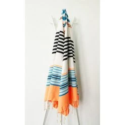 LA MAISON D'AMELIE Fouta 100 Cm X 200 Cm Five - 100% Coton - Finition Franges - SAUMON