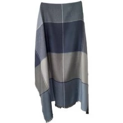 LA MAISON D'AMELIE Plaid Acrylique à Franges SWANS 130 X 170 Cm - BLEU/GRIS