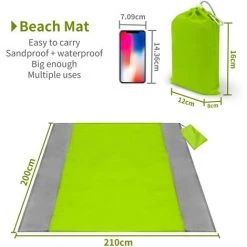 DEVENIRRICHE Tapis De Plage Couverture De Pique-Nique 210 X 200 CM Couverture Picnic, Tapis De Pique-niques Couverture De Plage Couverture De Picnic Avec 4 Fixes, Camping, Randonnée Et Pique-Nique, Vert -Plaid et couverture Soldes 35893303 5