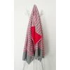 OCEAN VIBES Fouta Kikoy 95 X 175 Cm COVE BEACH Coton 100% Recyclé Finition Franges - GRIS/ROSE FLUO