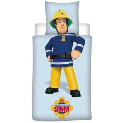 AYMAX Parure De Lit Simple- Sam Le Pompier - 140 Cm X 200 Cm - Bleu