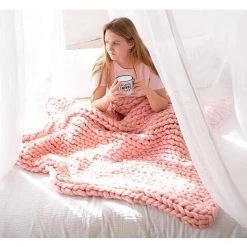 ILoveMilan Couverture Super épaisse Tissée à La Main, Rose, 60 * 60 -Plaid et couverture Soldes 36027614 3