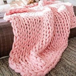 ILoveMilan Couverture Super épaisse Tissée à La Main, Rose, 60 * 60 -Plaid et couverture Soldes 36027614 4