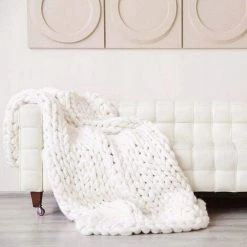 ILoveMilan Couverture Confortable, Couverture En Laine Extra épaisse Tissée à La Main, Blanche, 50*50 11 ILoveMilan Couverture Confortable, Couverture En Laine Extra épaisse Tissée à La Main, Blanche, 50*50 -Plaid et couverture Soldes 36027637 5