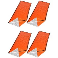 HAPPYSHOPPING 4PCS Sac De Couchage D'Urgence Reutilisable Couverture De Survie Tente De Camping Equipement D'Urgence Exterieur Impermeable Thermique, Modele: Orange 32