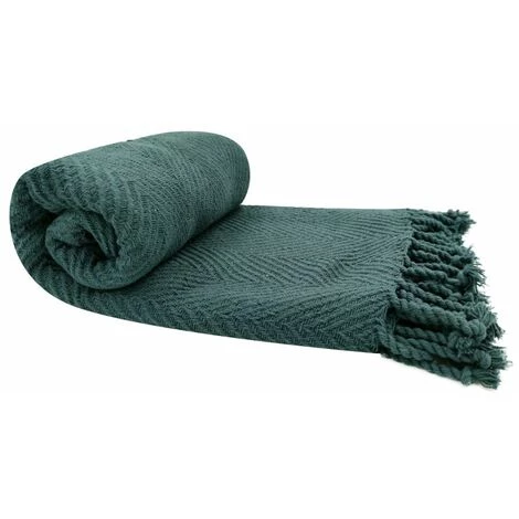 RIDEAUDISCOUNT Fouta, Jeté De Lit, Plaid 100% Coton 120 X 150 Cm Avec Franges Jacquard Motif Chevrons Ton Sur Ton Bleu Petrole - Bleu 3 RIDEAUDISCOUNT Fouta, Jeté De Lit, Plaid 100% Coton 120 X 150 Cm Avec Franges Jacquard Motif Chevrons Ton Sur Ton Bleu Petrole - Bleu