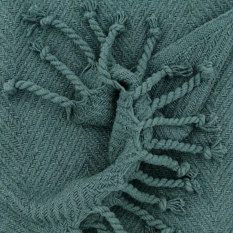 RIDEAUDISCOUNT Fouta, Jeté De Lit, Plaid 100% Coton 120 X 150 Cm Avec Franges Jacquard Motif Chevrons Ton Sur Ton Bleu Petrole - Bleu 4 RIDEAUDISCOUNT Fouta, Jeté De Lit, Plaid 100% Coton 120 X 150 Cm Avec Franges Jacquard Motif Chevrons Ton Sur Ton Bleu Petrole - Bleu – Image 2