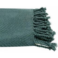 RIDEAUDISCOUNT Fouta, Jeté De Lit, Plaid 100% Coton 120 X 150 Cm Avec Franges Jacquard Motif Chevrons Ton Sur Ton Bleu Petrole - Bleu 9 RIDEAUDISCOUNT Fouta, Jeté De Lit, Plaid 100% Coton 120 X 150 Cm Avec Franges Jacquard Motif Chevrons Ton Sur Ton Bleu Petrole - Bleu -Plaid et couverture Soldes 36220444 3