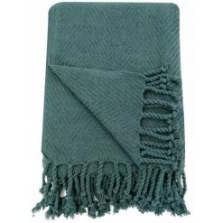 RIDEAUDISCOUNT Fouta, Jeté De Lit, Plaid 100% Coton 120 X 150 Cm Avec Franges Jacquard Motif Chevrons Ton Sur Ton Bleu Petrole - Bleu 10 RIDEAUDISCOUNT Fouta, Jeté De Lit, Plaid 100% Coton 120 X 150 Cm Avec Franges Jacquard Motif Chevrons Ton Sur Ton Bleu Petrole - Bleu -Plaid et couverture Soldes 36220444 4