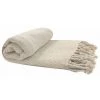 RIDEAUDISCOUNT Fouta, Jeté De Lit, Plaid 100% Coton 120 X 150 Cm Avec Franges Jacquard Motif Chevrons Ton Sur Ton Blanc Crème - Blanc -Plaid et couverture Soldes 36221403 1