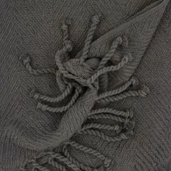 RIDEAUDISCOUNT Fouta, Jeté De Lit, Plaid 100% Coton 120 X 150 Cm Avec Franges Jacquard Motif Chevrons Ton Sur Ton Gris Charbon - Gris 8 RIDEAUDISCOUNT Fouta, Jeté De Lit, Plaid 100% Coton 120 X 150 Cm Avec Franges Jacquard Motif Chevrons Ton Sur Ton Gris Charbon - Gris -Plaid et couverture Soldes 36293686 2