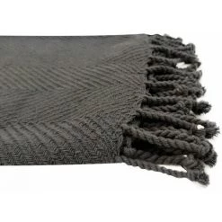 RIDEAUDISCOUNT Fouta, Jeté De Lit, Plaid 100% Coton 120 X 150 Cm Avec Franges Jacquard Motif Chevrons Ton Sur Ton Gris Charbon - Gris 9 RIDEAUDISCOUNT Fouta, Jeté De Lit, Plaid 100% Coton 120 X 150 Cm Avec Franges Jacquard Motif Chevrons Ton Sur Ton Gris Charbon - Gris -Plaid et couverture Soldes 36293686 3