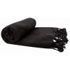 RIDEAUDISCOUNT Fouta, Jeté De Lit, Plaid 100% Coton 120 X 150 Cm Avec Franges Jacquard Motif Chevrons Ton Sur Ton Noir - Noir -Plaid et couverture Soldes 36293687 1