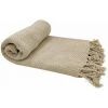 RIDEAUDISCOUNT Fouta, Jeté De Lit, Plaid 100% Coton 120 X 150 Cm Avec Franges Jacquard Motif Chevrons Ton Sur Ton Ecru - Ecru -Plaid et couverture Soldes 36294313 1
