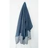 LA MAISON D'AMELIE Fouta 100 Cm X 200 Cm Ziwane - 100% Coton - Finition Franges - BLEU MARINE/BLANC -Plaid et couverture Soldes 36320194 1