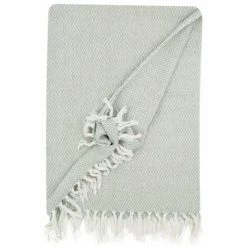 RIDEAUDISCOUNT Fouta, Jeté De Lit, Plaid 100% Coton 120 X 150 Cm Avec Franges Jacquard Micromotif Losanges Vert D'Eau - Vert -Plaid et couverture Soldes 36574305 5