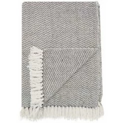 RIDEAUDISCOUNT Fouta, Jeté De Lit, Plaid 100% Coton 120 X 150 Cm Avec Franges Jacquard Micromotif Chevrons Gris Charbon - Gris -Plaid et couverture Soldes 36615429 4
