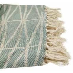 RIDEAUDISCOUNT Fouta, Jeté De Lit, Plaid 100% Coton 120 X 150 Cm Avec Franges Jacquard Motif Géométrique Bleu - Bleu 9 RIDEAUDISCOUNT Fouta, Jeté De Lit, Plaid 100% Coton 120 X 150 Cm Avec Franges Jacquard Motif Géométrique Bleu - Bleu -Plaid et couverture Soldes 36615430 3