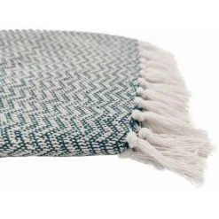 RIDEAUDISCOUNT Fouta, Jeté De Lit, Plaid 100% Coton 120 X 150 Cm Avec Franges Jacquard Micromotif Chevrons Bleu Canard - Bleu 9 RIDEAUDISCOUNT Fouta, Jeté De Lit, Plaid 100% Coton 120 X 150 Cm Avec Franges Jacquard Micromotif Chevrons Bleu Canard - Bleu -Plaid et couverture Soldes 36617295 3