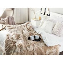 BELIANI Plaid En Acrylique Marron 220x200cm - Marron -Plaid et couverture Soldes 36668168 2