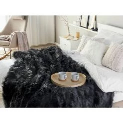 BELIANI Plaid En Acrylique Noir 220x200cm - Noir -Plaid et couverture Soldes 36668222 2