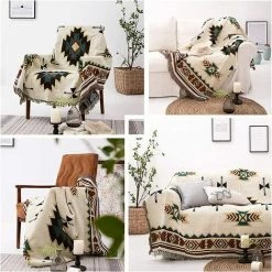 LangRay Plaid,Housse De Canapé De Style Ethnique Américain, Couverture Complète En Tricot Sucre Jacquard Couverture De Canapé -90 * 90cm -Plaid et couverture Soldes 36720957 4