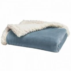 BABYCALIN Couverture Bi- Matiere Flanelle Et Sherpa - Bleu - 75 X 100 Cm
