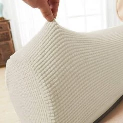 BRIDAY Couvertures D'Accoudoir De Canapé Souple Couvre Accoudoirs Elastique Housse De Canapé Antidérapant Housse De Bras De Fauteuil Protection - White -Plaid et couverture Soldes 36814613 4