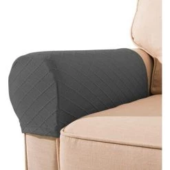 BRIDAY 2 Pièces Couvres D'Accoudoir De Canapé Souple Housse De Bras De Fauteuil Antidérapant Couvre Accoudoirs Elastique Housse De Canapé Protection - Gris Foncé