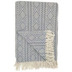 RIDEAUDISCOUNT Fouta, Jeté De Lit, Plaid 100% Coton 120 X 150 Cm Avec Franges Jacquard Motif Géométrique Chevrons Bleu Foncé - Bleu 11 RIDEAUDISCOUNT Fouta, Jeté De Lit, Plaid 100% Coton 120 X 150 Cm Avec Franges Jacquard Motif Géométrique Chevrons Bleu Foncé - Bleu -Plaid et couverture Soldes 36824873 5