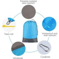 LITZEE Tapis De Plage Anti Sable, 210x200cm, Portable Imperméable Pliable Avec 4 Clous De Fixation Et 1 Sac De Rangement, Couverture Picnic Tapis Exterieur Pour La Plage, La Randonnée Et Le Camping -Plaid et couverture Soldes 36852895 4