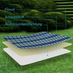 Detex Plaid - Couverture De Pique-nique Pliable Avec Poignée - Pratique - Compact - Imperméable - Thermo-isolant - Couleur Au Choix 200x200cm, Karo/Blau (de) -Plaid et couverture Soldes 36873734 3