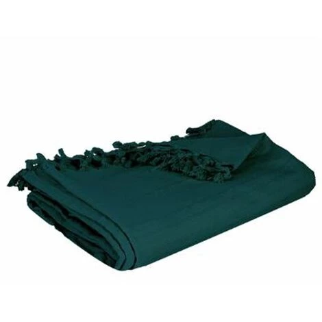 ATMOSPHERA, CRATEUR D'INTRIEUR Jeté De Lit "Algodon" 160x220cm Bleu Canard 3 ATMOSPHERA, CRATEUR D'INTRIEUR Jeté De Lit "Algodon" 160x220cm Bleu Canard