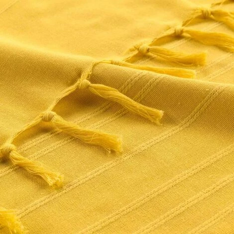 Paris Prix - Jeté De Canapé à Franges "lilia" 220x240cm Jaune 4 Paris Prix - Jeté De Canapé à Franges "lilia" 220x240cm Jaune – Image 2