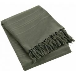 Paris Prix - Plaid Uni à Franges "lilia" 150x150cm Kaki