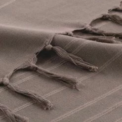 Paris Prix - Plaid Uni à Franges "lilia" 150x150cm Taupe -Plaid et couverture Soldes 36890698 3