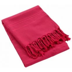 Paris Prix - Jeté De Canapé à Franges "lilia" 180x220cm Framboise