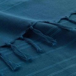 Paris Prix - Jeté De Canapé à Franges "lilia" 220x240cm Bleu Indigo 7 Paris Prix - Jeté De Canapé à Franges "lilia" 220x240cm Bleu Indigo -Plaid et couverture Soldes 36890804 2