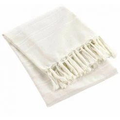 Paris Prix - Plaid Uni à Franges "lilia" 150x150cm Crème