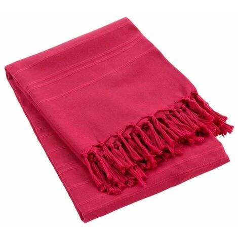 Paris Prix - Plaid Uni à Franges "lilia" 150x150cm Framboise 3 Paris Prix - Plaid Uni à Franges "lilia" 150x150cm Framboise