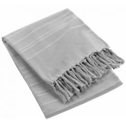 Paris Prix - Jeté De Canapé à Franges "lilia" 180x220cm Gris