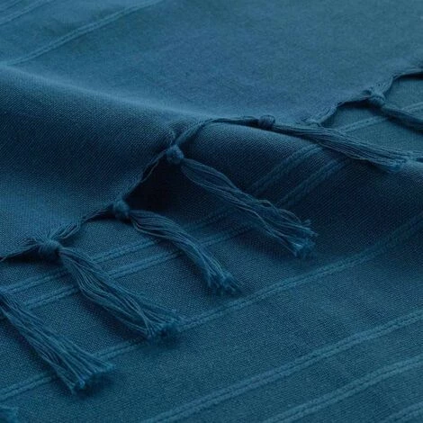 Paris Prix - Plaid Uni à Franges "lilia" 150x150cm Bleu Indigo 5 Paris Prix - Plaid Uni à Franges "lilia" 150x150cm Bleu Indigo – Image 3