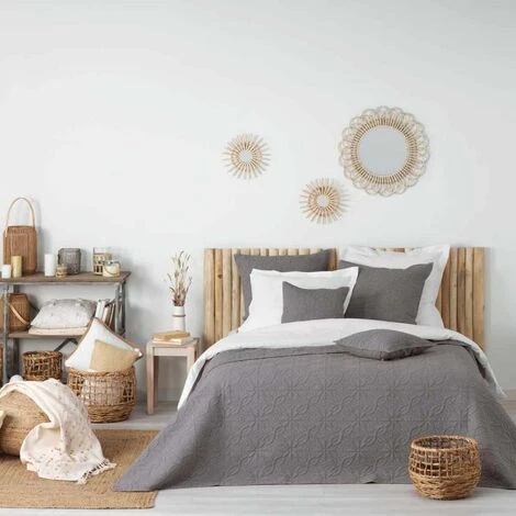 Paris Prix - Couvre-lit Matelassé "florette" 220x240cm Anthracite 3 Paris Prix - Couvre-lit Matelassé "florette" 220x240cm Anthracite
