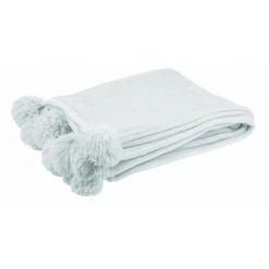 Paris Prix - Plaid à Pompons "blanket" 130x180cm Bleu Clair