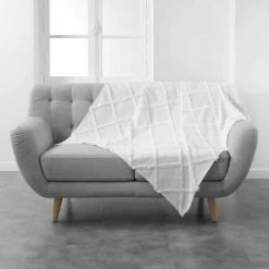 Paris Prix - Plaid Uni En Coton "calyssa" 125x150cm Blanc