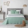 Paris Prix - Dessus De Lit Matelassé "mellow" 80x180cm Menthe & Blanc -Plaid et couverture Soldes 36892509 1