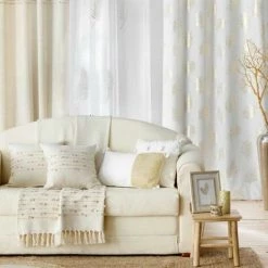 Paris Prix - Plaid à Franges "golden Sunset" 125x150cm Naturel -Plaid et couverture Soldes 36892545 5