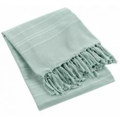 Paris Prix - Jeté De Canapé à Franges "lilia" 180x220cm Vert D'eau