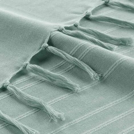 Paris Prix - Jeté De Canapé à Franges "lilia" 220x240cm Vert D'eau 4 Paris Prix - Jeté De Canapé à Franges "lilia" 220x240cm Vert D'eau – Image 2