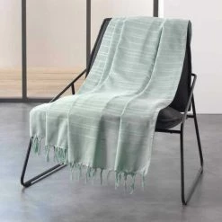 Paris Prix - Jeté De Canapé à Franges "lilia" 220x240cm Vert D'eau 8 Paris Prix - Jeté De Canapé à Franges "lilia" 220x240cm Vert D'eau -Plaid et couverture Soldes 36892586 3